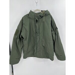 Han‎ Wild Mens Tactical Field Jacket Olive Green Ripstop Fleece Lined Hooded L